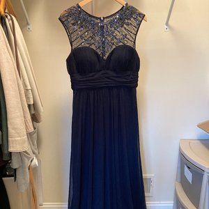 Xscape Navy Blue Maxi Gown